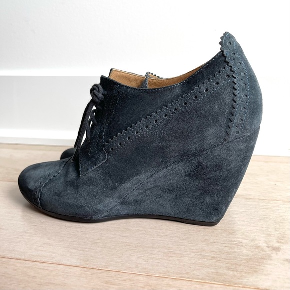 BALENCIAGA - Made in Italy Arena Suede Derby Lace-Up Blue Wedges Shoes - Picture 7 of 14